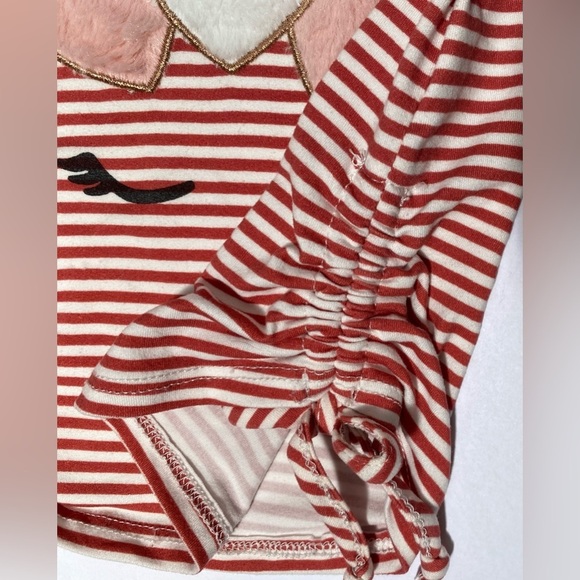 btween Red and White Striped Sparkly Fuzzy Unicorn Top 2T - Picture 5 of 6